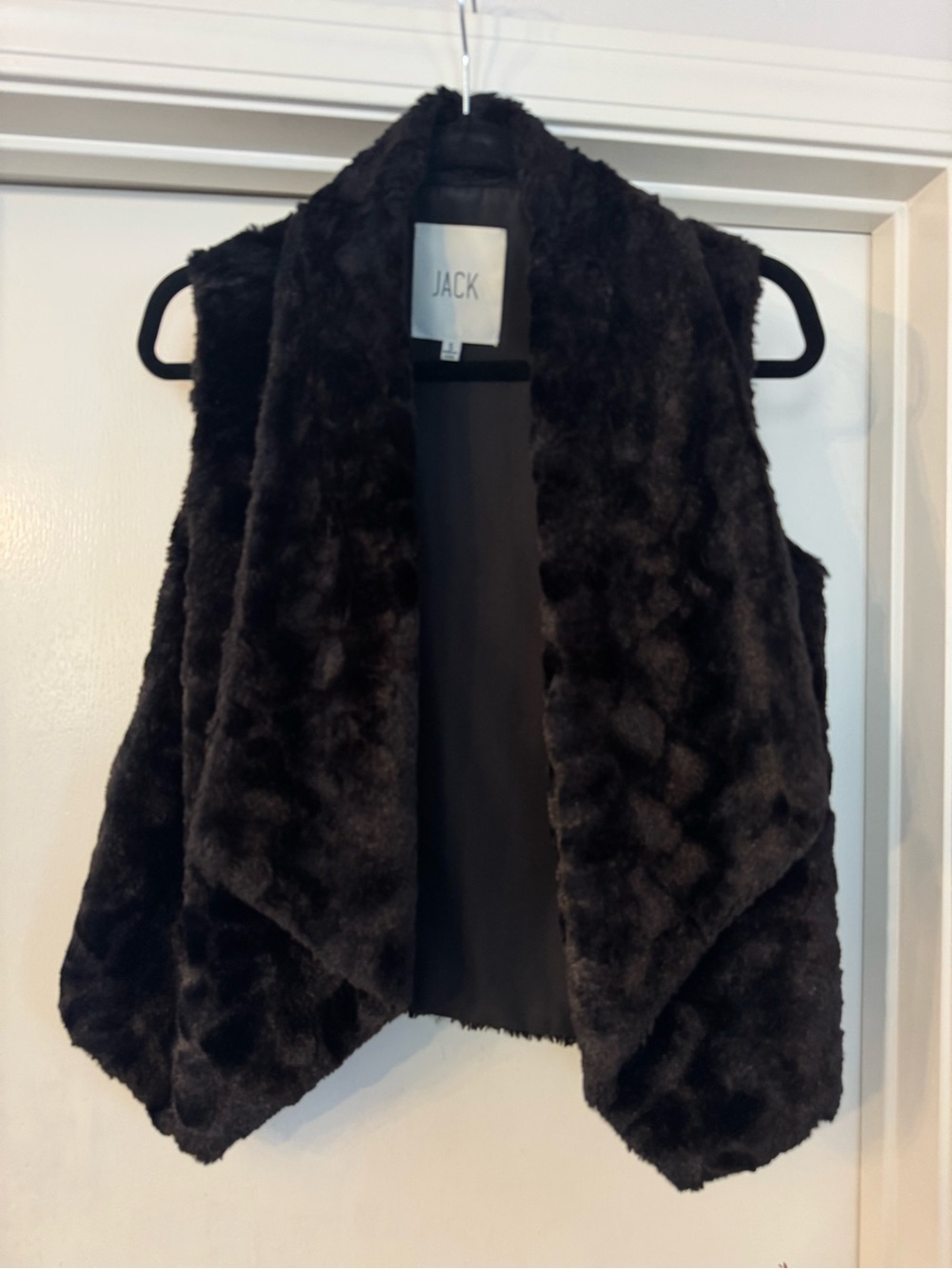 Jack by BB Dakota Black Faux Fur Draped Vest